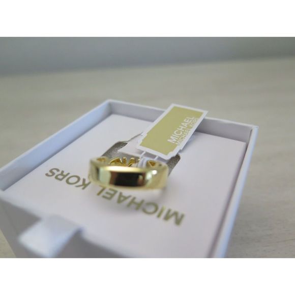 Michael Kors MKJX7978710 Size 7 Gold Tone Pavé Crystals Heart w/MK Logo Ring - Picture 10 of 11